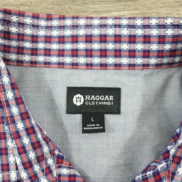 Haggar Clothing Mens Large Dress Shirt Long Sleeve Office Work Casual Patriotic - Picture 5 of 9